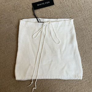 White Fox Friendzone Crochet Mini Skirt Off White